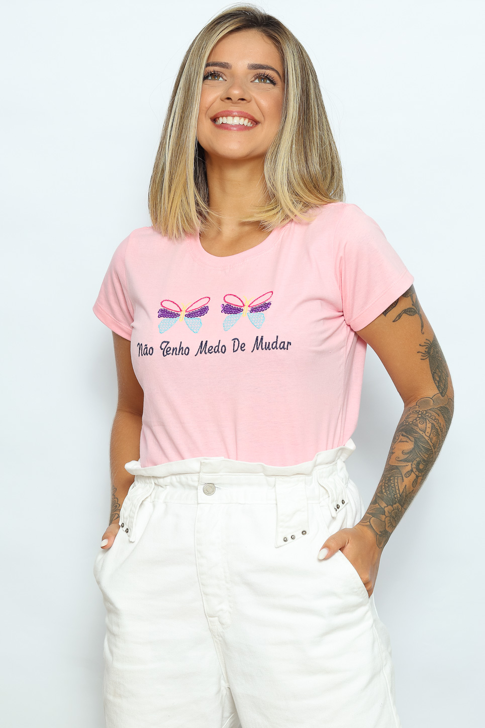 Não Tenho Medo de Mudar (Bodado) - Rosa Bebe (zoom)