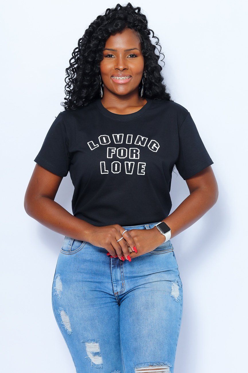 Loving For Love com Strass - Preto (zoom)