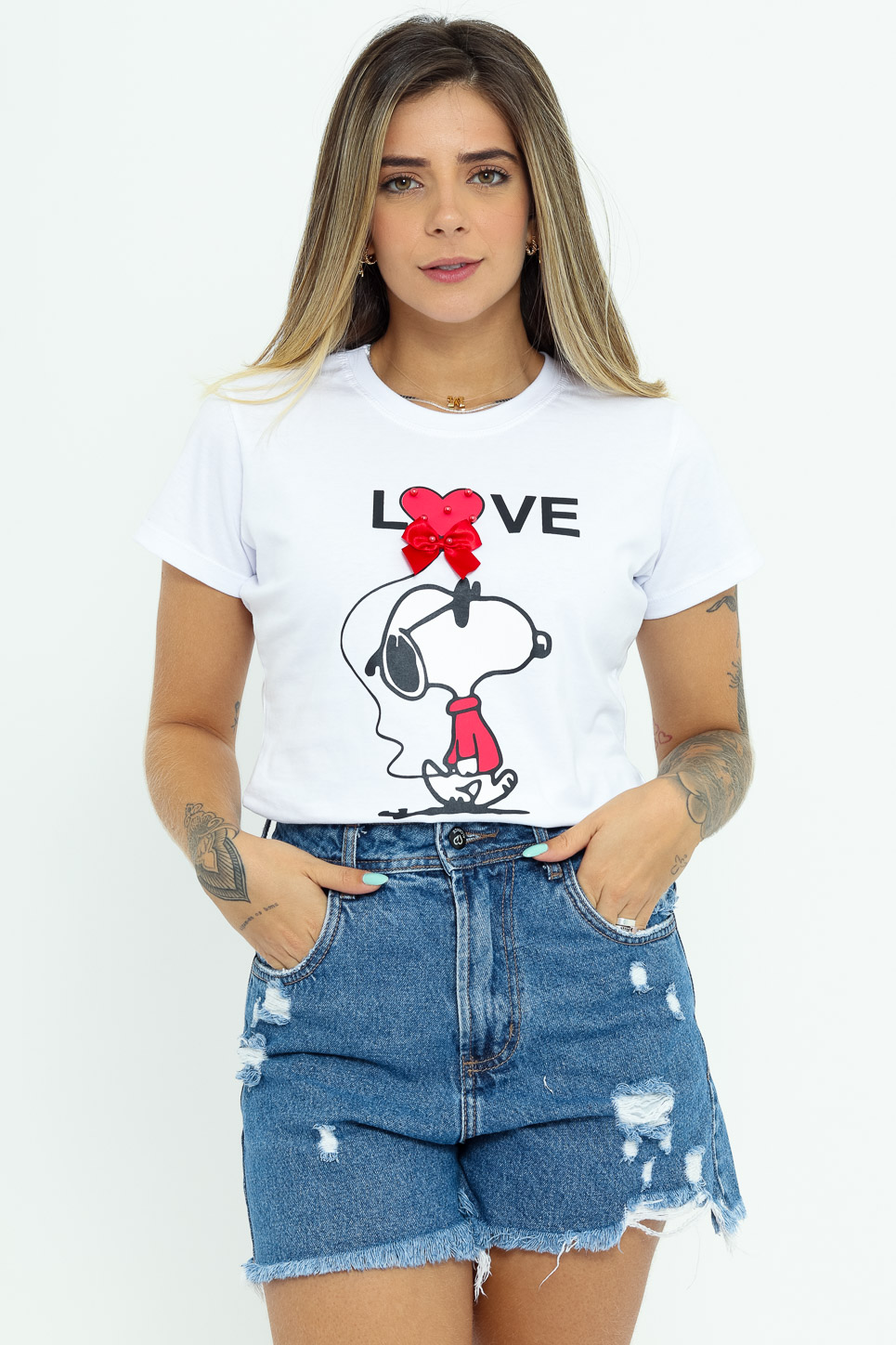 Snoopy Love Coraçao Com Laço - Branco (zoom)