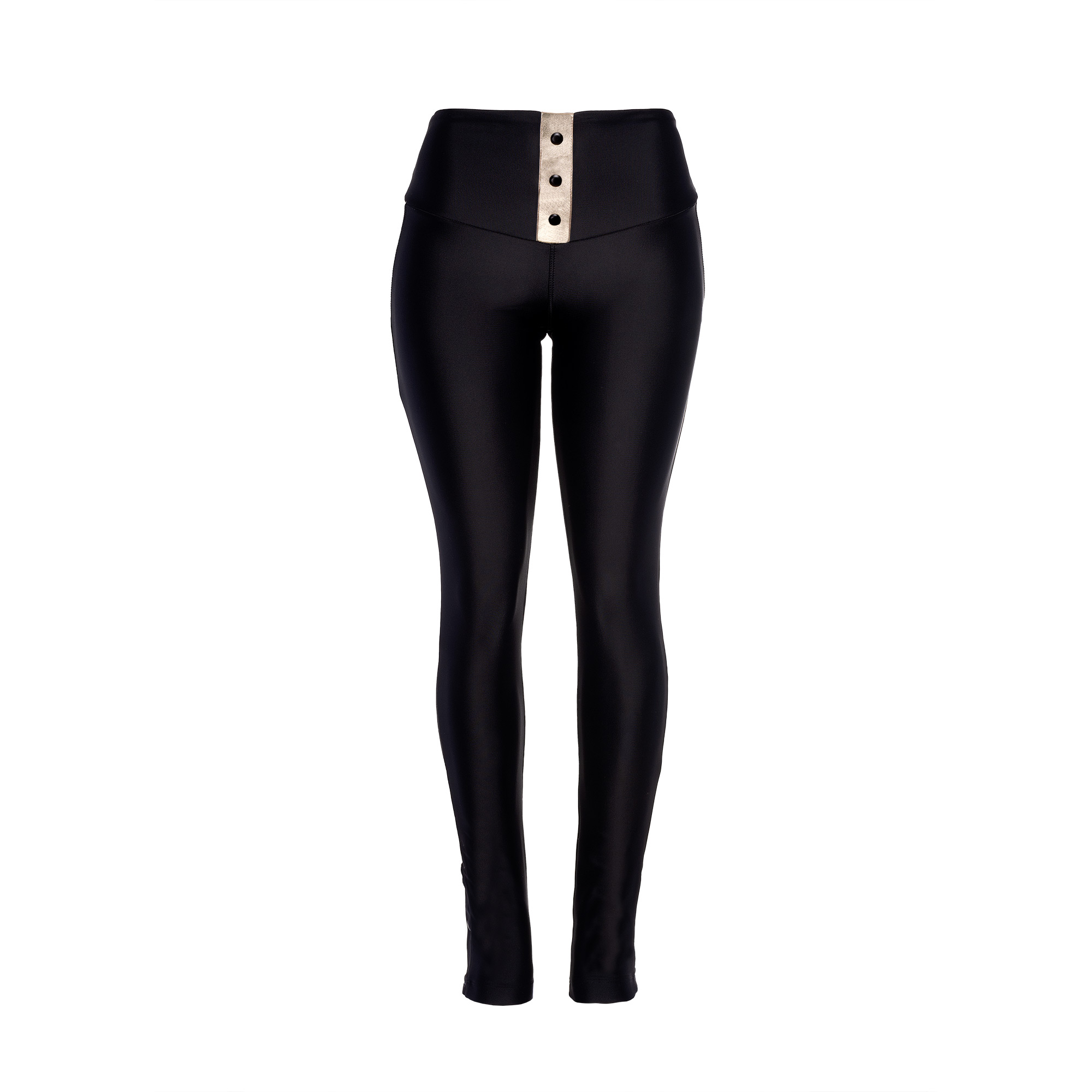 Calça Brenda Preta Detalhe Dourado em couro (zoom)