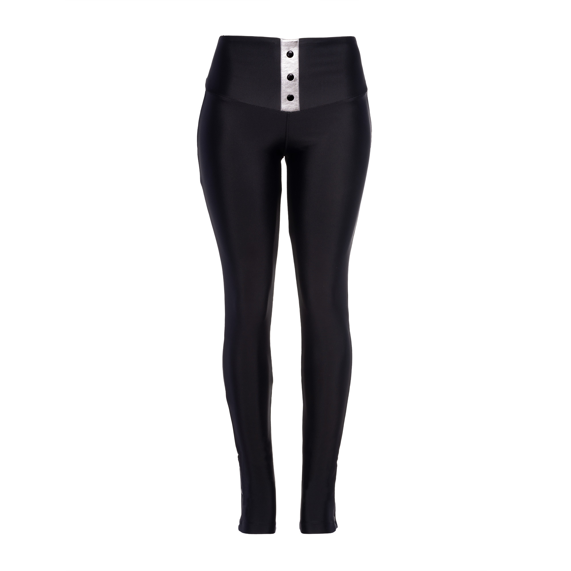 Calça Brenda Preta Detalhe Prata em couro (zoom)