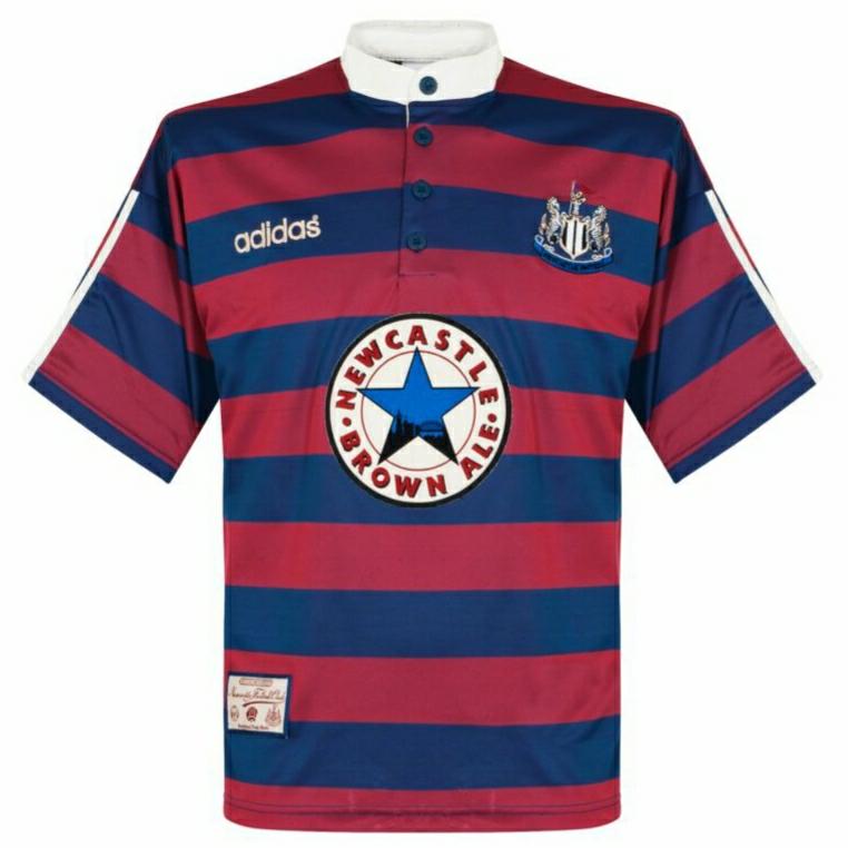 Camisa Newcastle United Away Retrô 95/96 - Azul e Vermelho