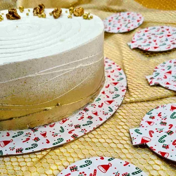 Base Laminada Redonda Estampa de Natal para Bolos 21,0cm (5uni)_b